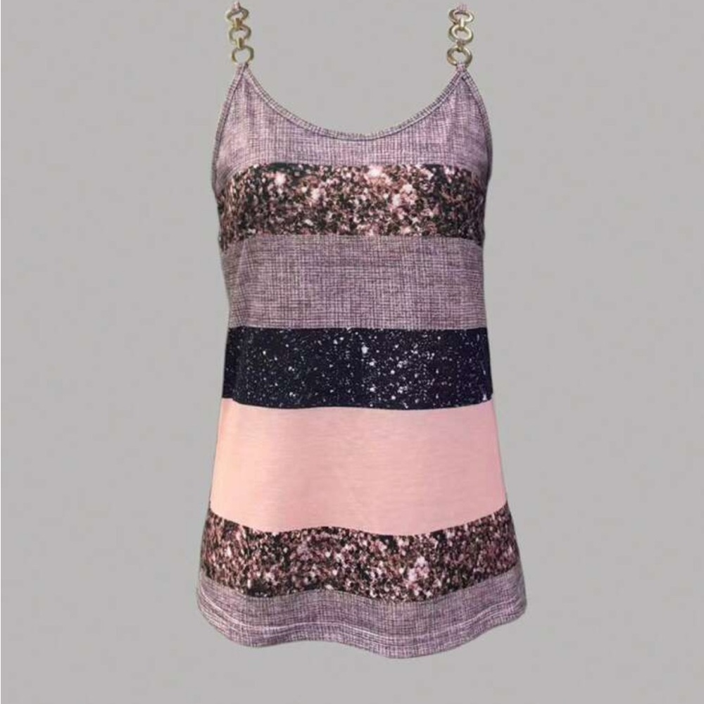 SHEIN Pink and Black Sequin Embellished Camisole